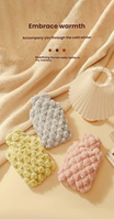 Bouteille d'eau chaude en PVC de 500 ml avec housse en peluche réutilisable à motifs tortue, ananas et carreaux
