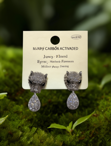 Orecchini Pendenti a Forma di Testa di Animale con Carbonio Attivo, Placcati in Nero Lucido con Cristalli e Strass, Stile Punk, Gioielli da Festa per Donne - Product Image 2