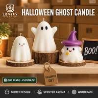 Bougie fantôme d'Halloween, bougie parfumée en cire en forme de chapeau de sorcière, décoration effrayante pour maison hantée, centre de table pour fête, ambiance cosy d'automne