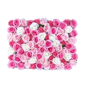 Decoratieve Wit Roze Kunstmatige Hortensia Dahlia Rose Bloem Muur Panel 60*40Cm