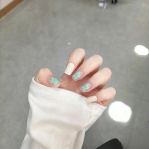 <span class=keywords><strong>Uñas</strong></span> Postizas Cortas Cuadradas con Diseño Floral en el Centro, <span class=keywords><strong>Color</strong></span> <span class=keywords><strong>Rosa</strong></span> Nude, <span class=keywords><strong>Azul</strong></span> <span class=keywords><strong>y</strong></span> Amarillo Margarita, Material ABS, Lindas <span class=keywords><strong>Uñas</strong></span> Postizas para Mujer, Salón de Belleza - Product Image 2
