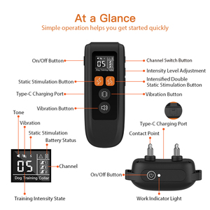 Перезаряжаемый и водонепроницаемый дистанционный тренировочный электронный ошейник для собак с вибрационным электрическим сигналом - Product Image 3