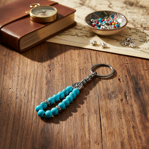 Colorful Stone Beaded <b>Rosary</b> Shaped Key Chain Made in Turkey - Product Image 3