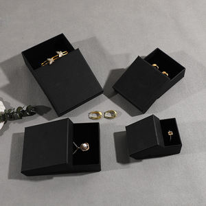 Custom Logo Durable Square Cardboard Jewelry Sliding Drawer <b>Box</b> Slide Thin Bracelet Earring <b>Ring</b> Pendant Gift Packaging Storage - Product Image 4