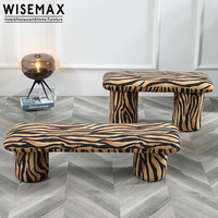WISEMAX FURNITURE Mobilier de salon moderne Canapés Chaise en velours jaune Long pouf Repose-pieds de lit Tabouret en forme d'animal zèbre