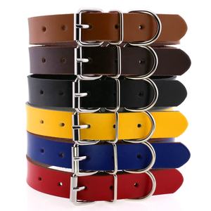 Collar de piel de vaca ajustable de varios tamaños de diseño simple Collar de cuero personalizado para mascotas para perros gatos pequeños, medianos y grandes - Product Image 1