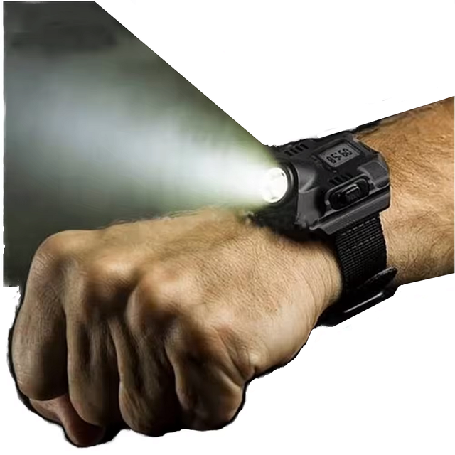 Portable Wrist Light XPE Q5 R2 LED Wrist Watch Flashlight Torch Light USB Charging Wrist Model Tactical Rechargeable Flashlight