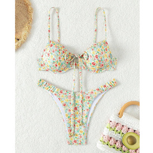 Женский комплект бикини из 2 предметов, купальник на косточках с цветочным принтом - Product Image 6