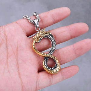 Collar de Dragón Vintage para Hombre, Chapado en Oro PVD de 14k y 18k, Acero Inoxidable 316L, Joyería Fina - Product Image 3