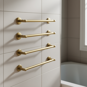 Wall Mount Brass Bathroom Towel Rack Set 6 Piece Modern Polished Finish Bath <b>Hardware</b> - Product Image 2