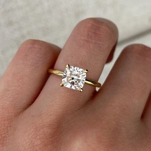 Bague en or 10k 14k 18k avec moissanite synthétique de 2 carats, <span class=keywords><strong>taille</strong></span> ovale, poire, cœur, asscher, <span class=keywords><strong>coussin</strong></span>, rond, radiant, marquise, bague <span class=keywords><strong>solitaire</strong></span>, MOQ1 - Product Image 5