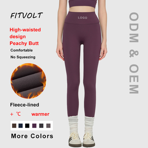 Leggings de yoga épais doublés en polaire FITVOLT pour femmes, collants thermiques d'automne/hiver, solides, sans couture, pour l'entraînement et le fitness - Product Image 1