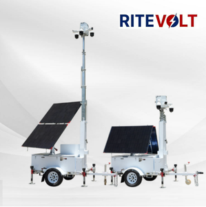 Remorque de télévision en circuit fermé alimentée par l'énergie solaire <span class=keywords><strong>avec</strong></span> caméra PTZ de sécurité, résistante au vent et à la pluie, pour une <span class=keywords><strong>surveillance</strong></span> sécurisée. - Product Image 1
