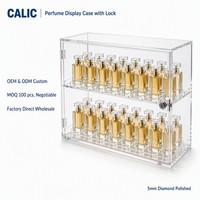 Vitrine de Comptoir Moderne en Acrylique Calic pour 24 Flacons de Parfum, Transparente, Verrouillable, Taille Personnalisée, OEM