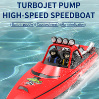 Bateau turboréacteur à grande vitesse 2.4G RC 20 km/h Jet de hors-bord a chaviré le bateau de course étanche avec lumière LED