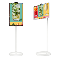 Téléviseur portable LCD Android 27-32 pouces pour diffusion en direct TikTok, avec caméra, rechargeable, sur pied, pour intérieur