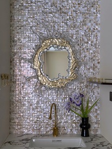 Mosaïque de verre élégante pour salle de bain et piscine, <span class=keywords><strong>couleur</strong></span> <span class=keywords><strong>blanc</strong></span> coquillage - Product Image 5