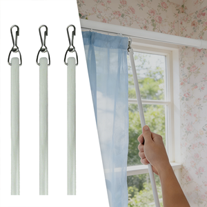 白いフリッキングスティック、スプリング式フック付きグラスファイバーバトン、カーテンポール、トラック、アクセサリー用の優しい触り心地のハンドル - Product Image 2