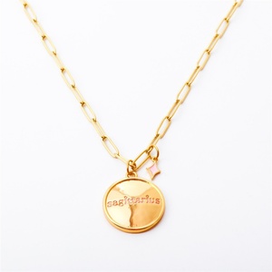 Collar Personalizado con Signo Zodiacal, Colgante de Estrella Rosa, Collares Redondos con Letras del Zodiaco - Product Image 5