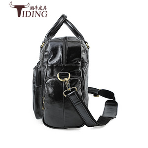 Tiding Men's Genuine Leather <b>Briefcase</b> Large Capacity Business Bag Oiled Leather Shoulder Crossbody Bag - Product Image 3
