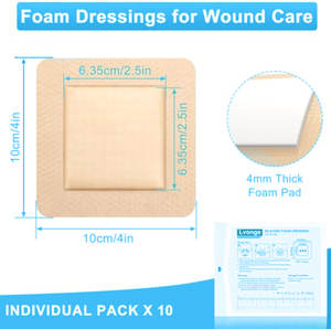 แผ่นแปะแผลโฟมซิลิโคนนิ่มระบายอากาศได้ดีเกรดทางการแพทย์ขนาด10x10ซม. - Product Image 6