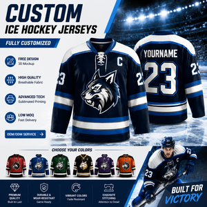 Maillot de hockey sur glace en coton respirant, impression par sublimation, fabrication directe, vêtements de sport - Product Image 1
