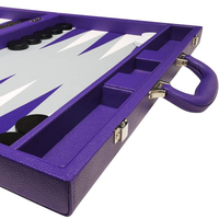 lila portable high-end-pu-leder-backgammon-brettspielbox für das brett