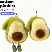 Vente en gros d'usine Porte-clés Kawaii Avocat Vert en fourrure, Breloque Fruit Doux et Moelleux pour Décoration de Sac