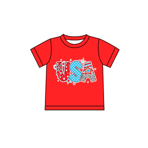 GT1592 RTS top adorable para bebé niña, top rojo con estampado del 4 de julio de EE. UU., ropa para niños pequeños - Product Image 3
