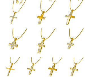 Collana <span class=keywords><strong>con</strong></span> Ciondolo a <span class=keywords><strong>Croce</strong></span> e Catena a Scatola in Stile Hip-Hop <span class=keywords><strong>con</strong></span> Zirconi Colorati Scintillanti in Acciaio Inossidabile Gioielli Religiosi <span class=keywords><strong>con</strong></span> Pietra di Diamante - Product Image 4