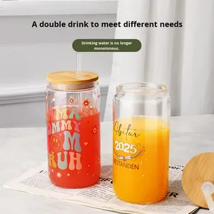 High Borosilicate Mason Glass <strong>Cup</strong> <strong>for</strong> Cold Brew Coffee Milk <strong>Tea</strong> Juice Beverages Customizable Bamboo Lid Straw Cola <strong>Cup</strong> Drinkware - Product Image 4