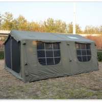 Tente de camping familiale gonflable de luxe 17,28 m² à double couche, 1 chambre, 1 séjour, 2 portes, 3 fenêtres de toit, polyester-coton 210g