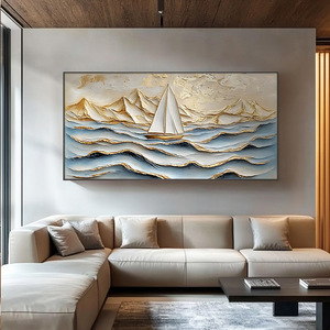 Quadri Moderni con Cornice, Arte Murale Paesaggio Marino con <span class=keywords><strong>Barche</strong></span>, Dipinto in Cristallo e Porcellana per Soggiorno e Arredamento Casa - Product Image 2