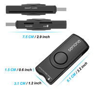 Lecteur-graveur de cartes intelligentes USB 3 en 1 SENONE SCR311 pour cartes à puce SD MMC SM ISO 7816