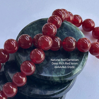 Collier de cornaline rouge noué à la main à la mode, collier de bijoux de déclaration de pierres précieuses perlées naturelles de 14mm