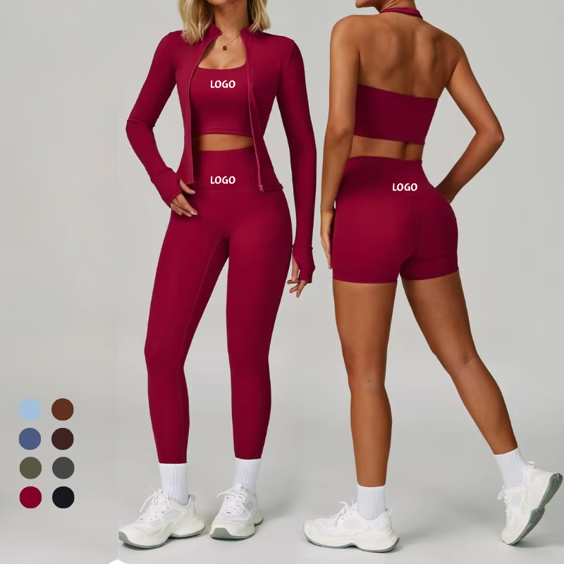 Women's Long Sleeve Fitness Suit Fall/Winter Seamless Activewear 2-Piece Set Breathable Eco-Friendly for Running Gym Plus Solid
