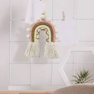 Cute Christmas Gifts Rainbow Macrame Handmade Woven Wall Hanging Bohemian Girl's Room Walls Home Decor