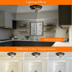 Industrial-Style Bubble Glass Ceiling Light Transparent with Black Metal for Bedrooms Kitchens and Entryways - Product Image 5
