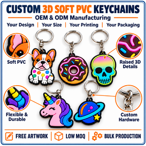 Llaveros de Goma con Diseños de Dibujos Animados Coloridos: Perro, Donut, Patrón Gótico, Unicornio, Planeta, Forma Irregular. Llaveros de PVC. Fabricación OEM ODM. - Product Image 4