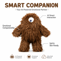 Nouveauté 2026 : Peluche intelligente IA monstre à une œille, marron et poilue, pour enfants – Outil d'éducation précoce et cadeau