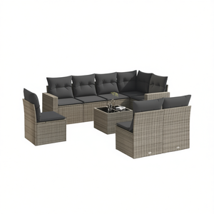 Conjunto de Sofás de Jardín Grises de 6 Plazas, Muebles de Ratán para Exteriores Resistentes a la Intemperie, Diseño Contemporáneo - Product Image 1