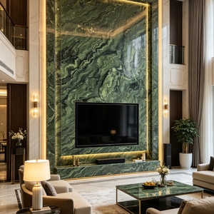 Lastra di Marmo Verde Foresta <span class=keywords><strong>Monet</strong></span> di Alta Qualità, Pietra Naturale Grande Formato per Pareti Interne, Pavimenti, Piani di Lavoro, Ville e Appartamenti - Product Image 5