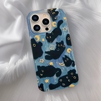 Coque de téléphone antichoc en TPU Mowang à motif animalier chat pour 16/18 Pro Max, modèle Glacier avec éléments Lune et Étoile