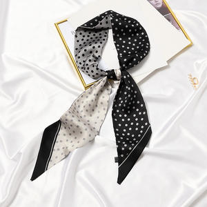 Écharpe longue et fine multi-usage pour femme – Idéale pour cheveux, cou et sac – Écharpe étroite en polyester respirante à motifs de feuilles et de pois - Product Image 1