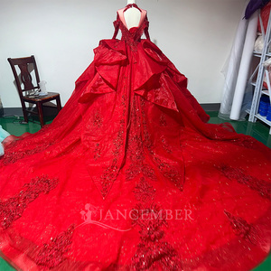 Vestidos de quinceañera rojos Wx110 para niñas de 15 años, con encaje, pedrería, falda de princesa, vestido de novia Jancember - Product Image 6