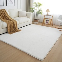 Tapis en fourrure de lapin de haute qualité, couleur unie, lavable en machine, pour salon, chambre à coucher, sol de la maison