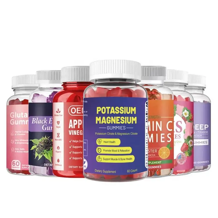 Großhandel Hersteller Apfel essig Gummy Sea Moss Holunder Cranberry Ashwagandha Vitamin Biotin Collagen Gummies