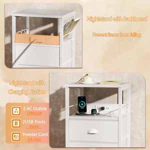 Comodino Smart di Design Moderno e Lussuoso con Cassetto Nascosto, Set di 2 Tavolini da Notte Bianchi - Product Image 3