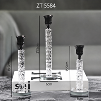 Ensemble de 3 bougeoirs en cristal nordique, noir, or, argent, pour bougies coniques, pour table à manger, mariage, décoration de la maison