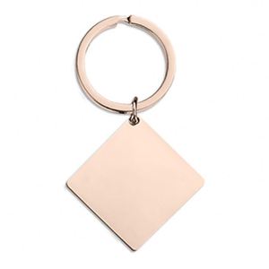 Stainless Steel Square Blank Keychain Custom Engraving Logo Silver Mirror Polished DIY Pendant Tag Making Charm <b>Metal</b> <b>Key</b> <b>Chain</b> - Product Image 3